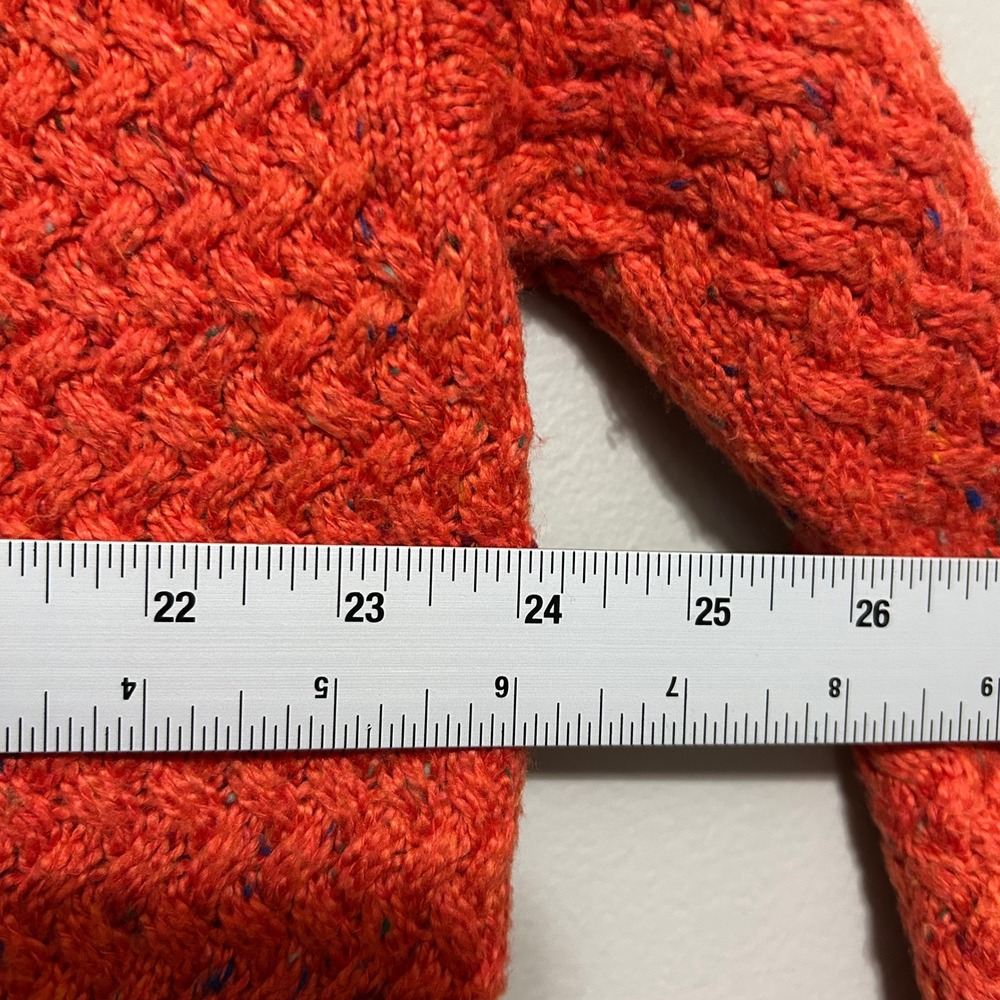 Talbots Sweater S Orange Split Mock Neck Birdseye Textured Knit Autumn Cozy - Picture 8 of 9